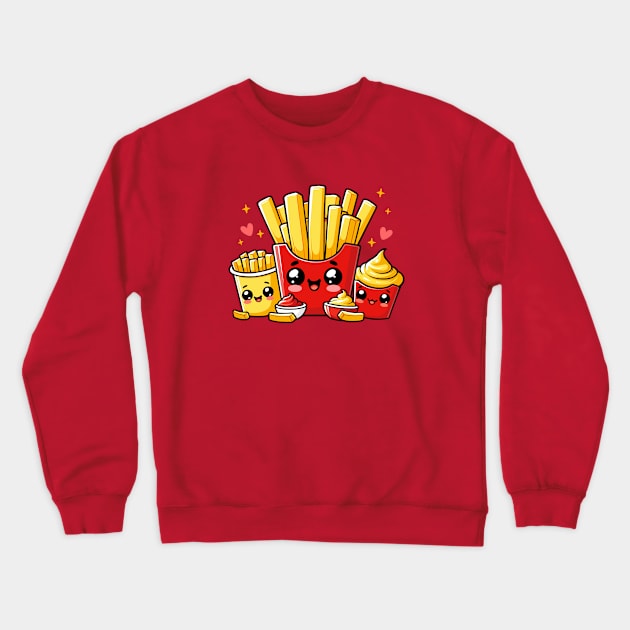 Cute French Fries with Ketchup and Mayonnaise Crewneck Sweatshirt by Arief Uchiha